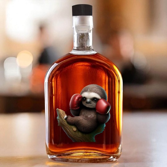 Boxing sloth on tree Whiskey Bottles