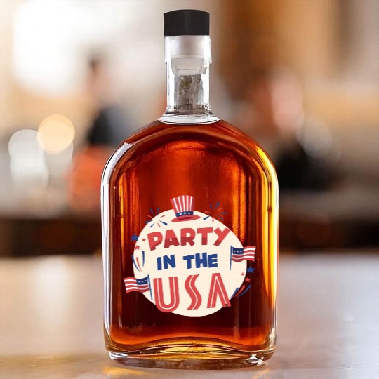 Party In The Usa Hot Dog Love Funny Fourth Of July Whiskey Bottles