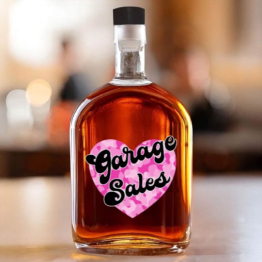 Garage Sales pink camo heart Whiskey Bottles