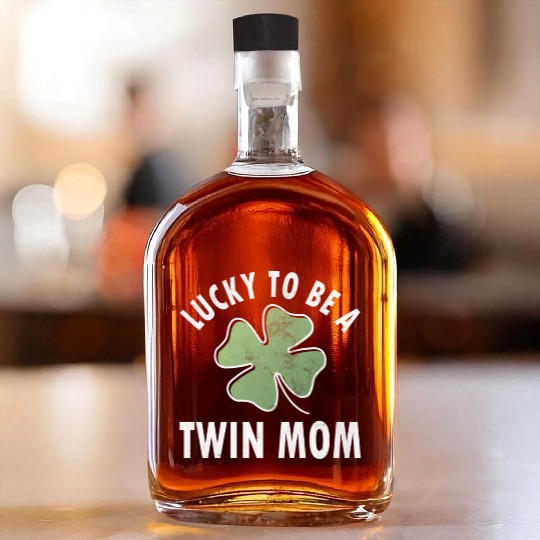 Lucky To Be A Twin Mom Saint Patric Day Whiskey Bottles