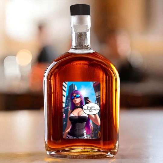 Cyberpunk Waifu Influencer Design 5 Whiskey Bottles