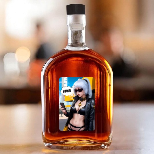 Cyberpunk Waifu Influencer Design 2 Whiskey Bottles
