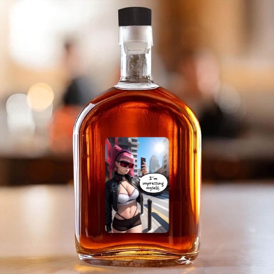 Cyberpunk Waifu Influencer Design 6 Whiskey Bottles