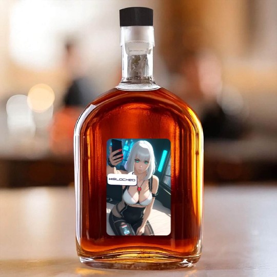Cyberpunk Waifu Influencer Design 1 Whiskey Bottles
