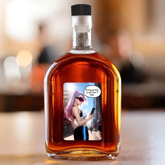 Cyberpunk Waifu Influencer Design 7 Whiskey Bottles