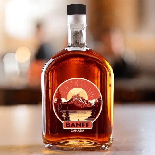 Vintage Retro Canadian Banff National Park Whiskey Bottles