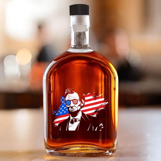 Merica Lincoln President Independence Day Party Whiskey Bottles