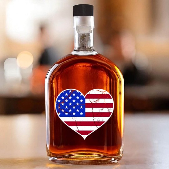 Love America Flag Independence Day USA Patriots Whiskey Bottles