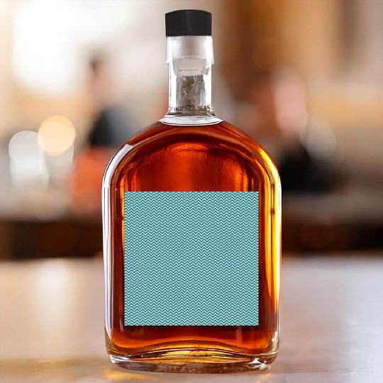Retro Teal Chevron Pattern Whiskey Bottles