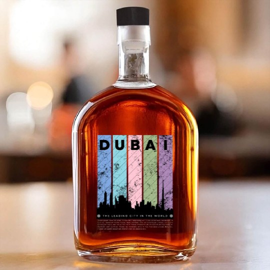 Black Colorful Dubai The Leading City in the World Whiskey Bottles