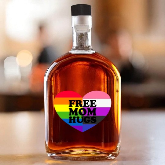 Free Mom Hugs Gay Pride Genderfluid Flag Whiskey Bottles
