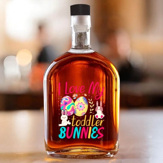 I Love My Toddler Bunnies Teacher Easter Design Whiskey Bottles