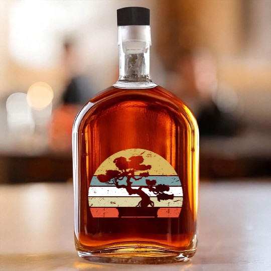 Japanese Sunset Zen Buddhist Bonsai Whiskey Bottles