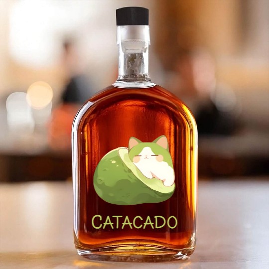 Catacado Funny Avocado Kawaii Cat Lover Whiskey Bottles