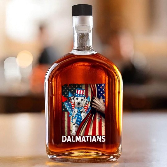 Dalmatian 4th of July pride flag Whiskey Bottles