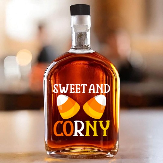 Halloween Design Candy Corn Sweet And Corny Whiskey Bottles