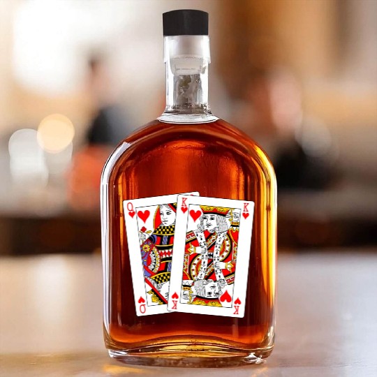 Queen and King of Hearts Whiskey Bottles