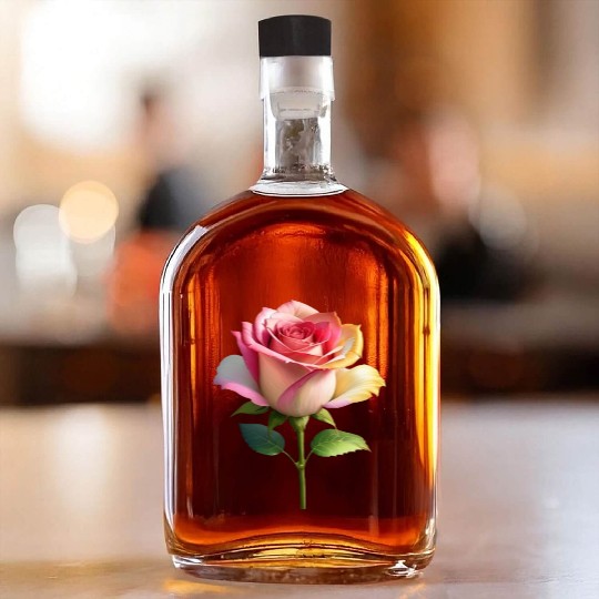 A vintage style of colorful fancy roses. Whiskey Bottles