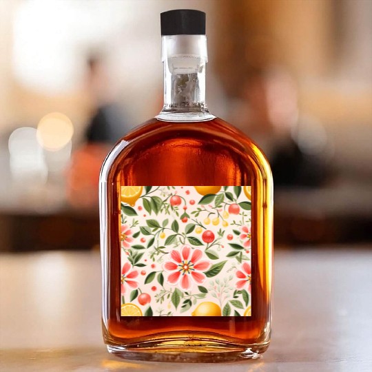 Lemon Pink Floral Detailed Summer Collection 03 Whiskey Bottles