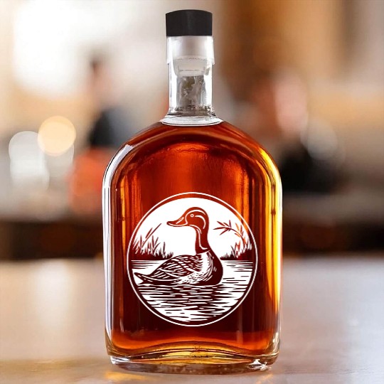 Duck Bird Nature Pond Whiskey Bottles