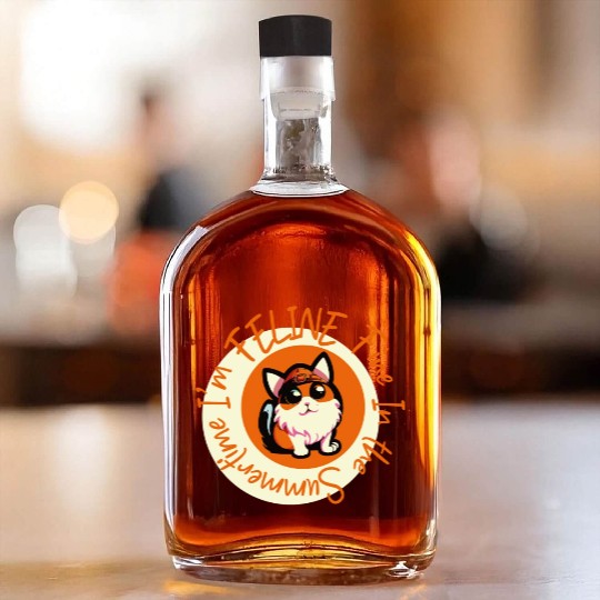 I'm FELINE Fine | Cat Lover Summer Animal Party Whiskey Bottles