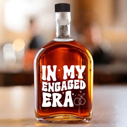 Funny Engagement In My Engaged Era Groovy Wedding Whiskey Bottles