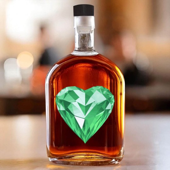 Shining green diamond heart Whiskey Bottles