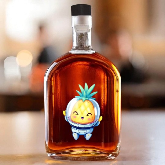 Kawaii astronauts pineapple Whiskey Bottles