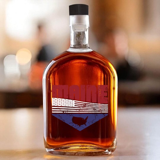 Retro Vintage Maine Usa Whiskey Bottles