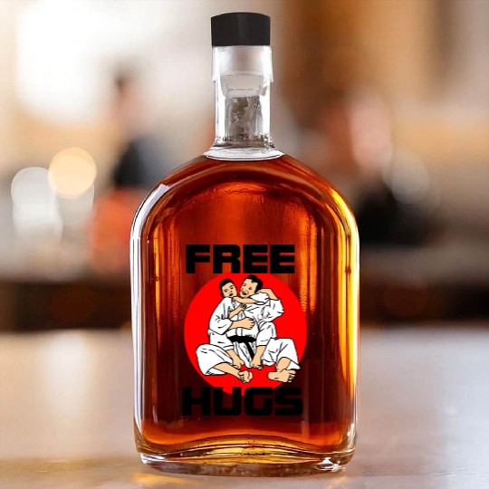 Free hug with text 'Free' Hugs Whiskey Bottles