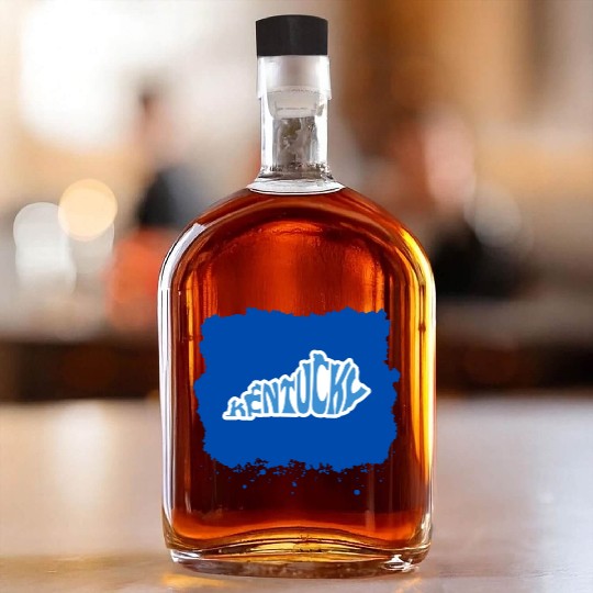 Kentucky Typography Sticker in State Shape Whiskey Bottles
