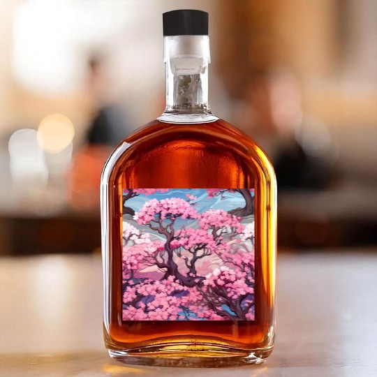 Anime Euphoria: Fantasy Cherry Blossom Dreamscape Whiskey Bottles