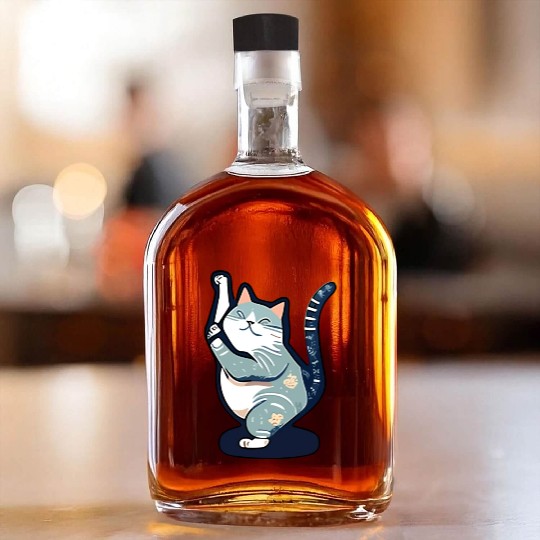 Yoga Cat: A Design for Cat Lovers and Yogis Alike Whiskey Bottles