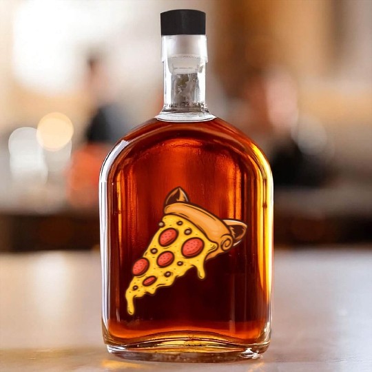 Pizza Cat Cat Lover Pizza Slice Cheese Whiskey Bottles