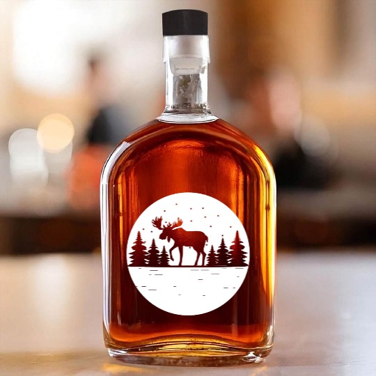 Moose Forest Deer Elk Canada Nature Wilderness Whiskey Bottles