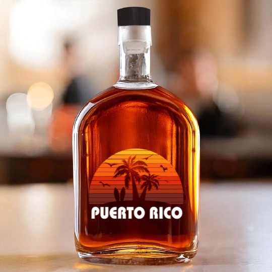 Retro Puerto Rico Sunset Cool Vintage Vacation Whiskey Bottles