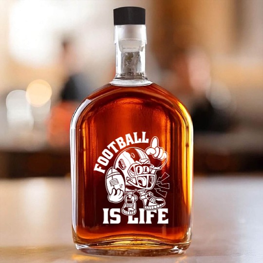 Football Is Life American Football Lover Game Day Whiskey Bottles