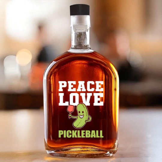 Peace Love Pickleball Sports Person Gift Whiskey Bottles