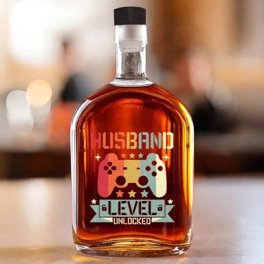 HUSBAND LEVEL UNLOCKED Whiskey Bottles