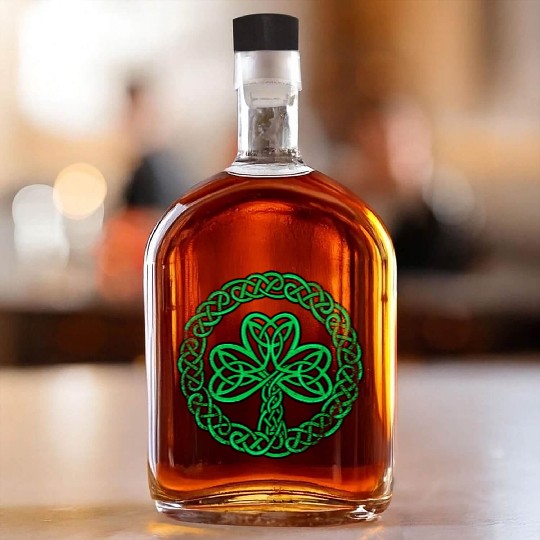 Irish Celtic Knot Shamrock Clover Whiskey Bottles
