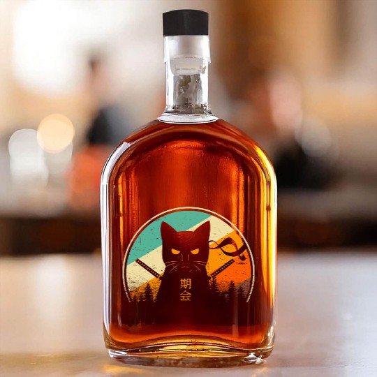 Vintage Japanese Cat Kawaii Retro Style Cat Kitten Whiskey Bottles