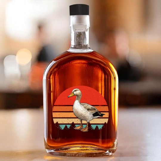 Retro Vintage Duck sunset Farm Animal Duck Lover Whiskey Bottles