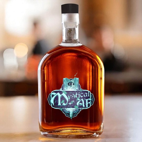 Mystical AF Spell Book and Mystic Eye Whiskey Bottles