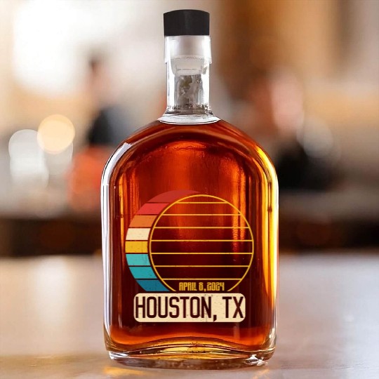 Total Solar Eclipse Texas Houston April 28 2024Hou Whiskey Bottles