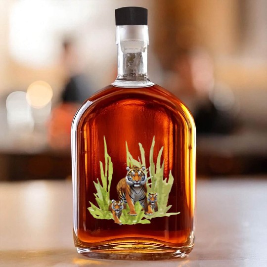 Wildlife Endangered Tiger Cubs Whiskey Bottles