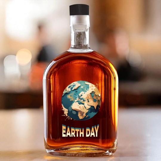 Earth Day: unique illustration earth design Whiskey Bottles