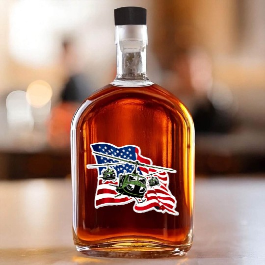 US Army UH 1 With US Flag Whiskey Bottles