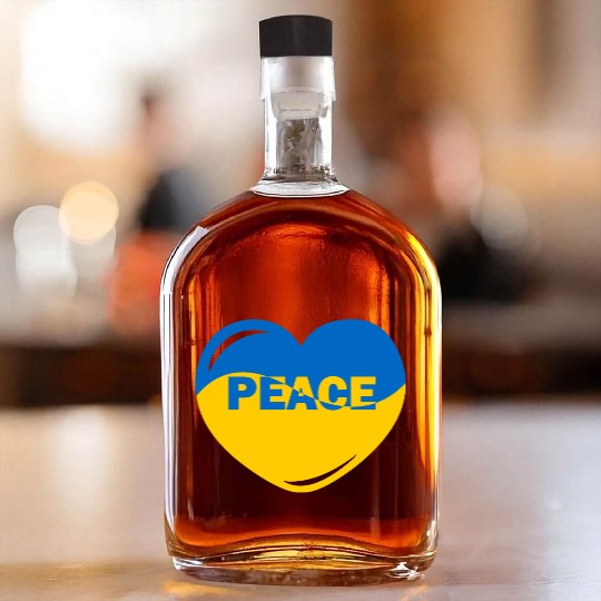 Heart peace ukraine flag colors Peace Whiskey Bottles