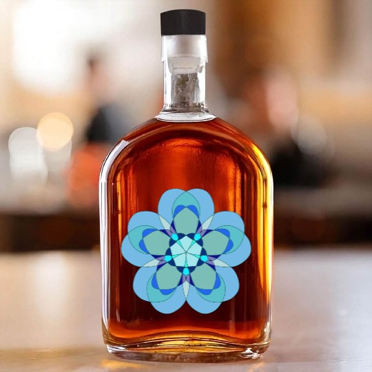 Geometric Blue Snowflake Whiskey Bottles