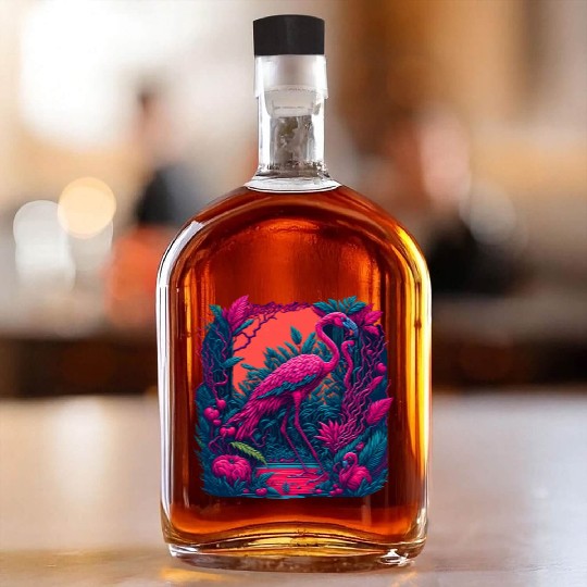 Neon flamingo Whiskey Bottles